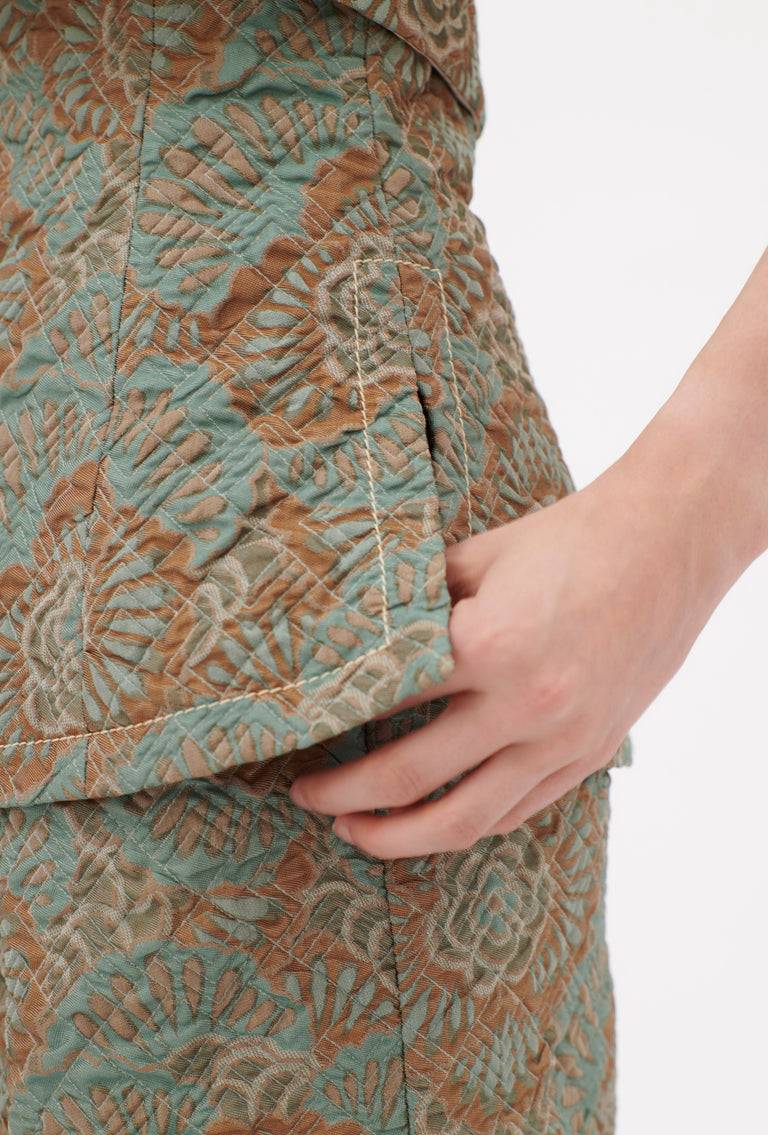 Odeeh Flower Camouflage Matelassé Top, Sea Green