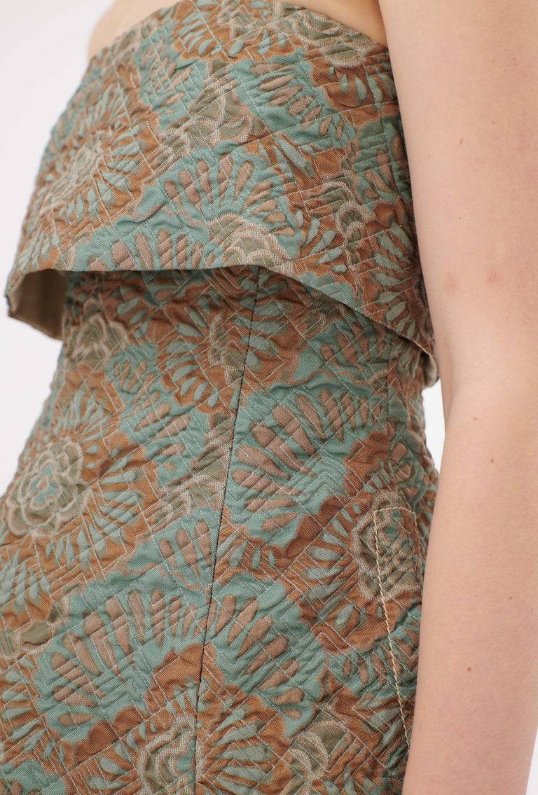 Odeeh Flower Camouflage Matelassé Top, Sea Green