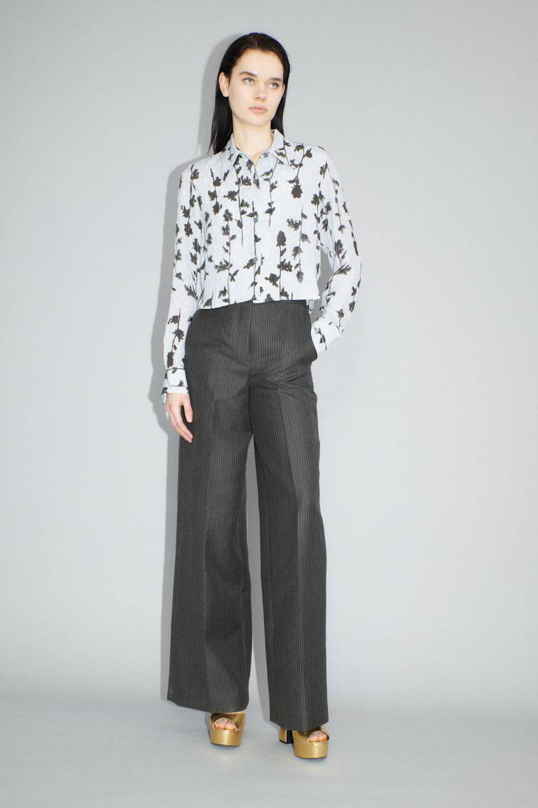 Odeeh Flower Items On Crushed Crepe Bluse, Airblue