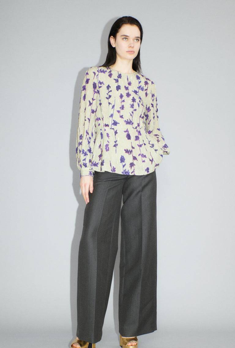 Odeeh Flower Items On Crushed Crepe Bluse, Almond