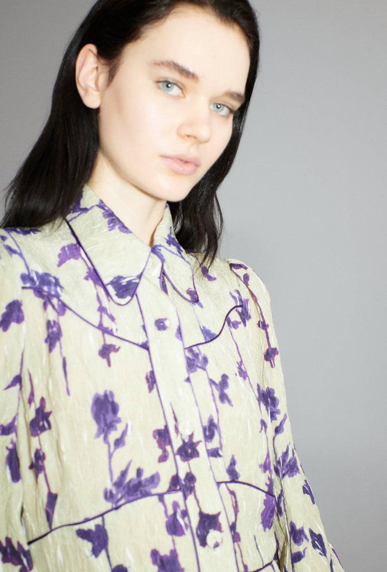 Odeeh Flower Items On Crushed Crepe Kleid, Almond