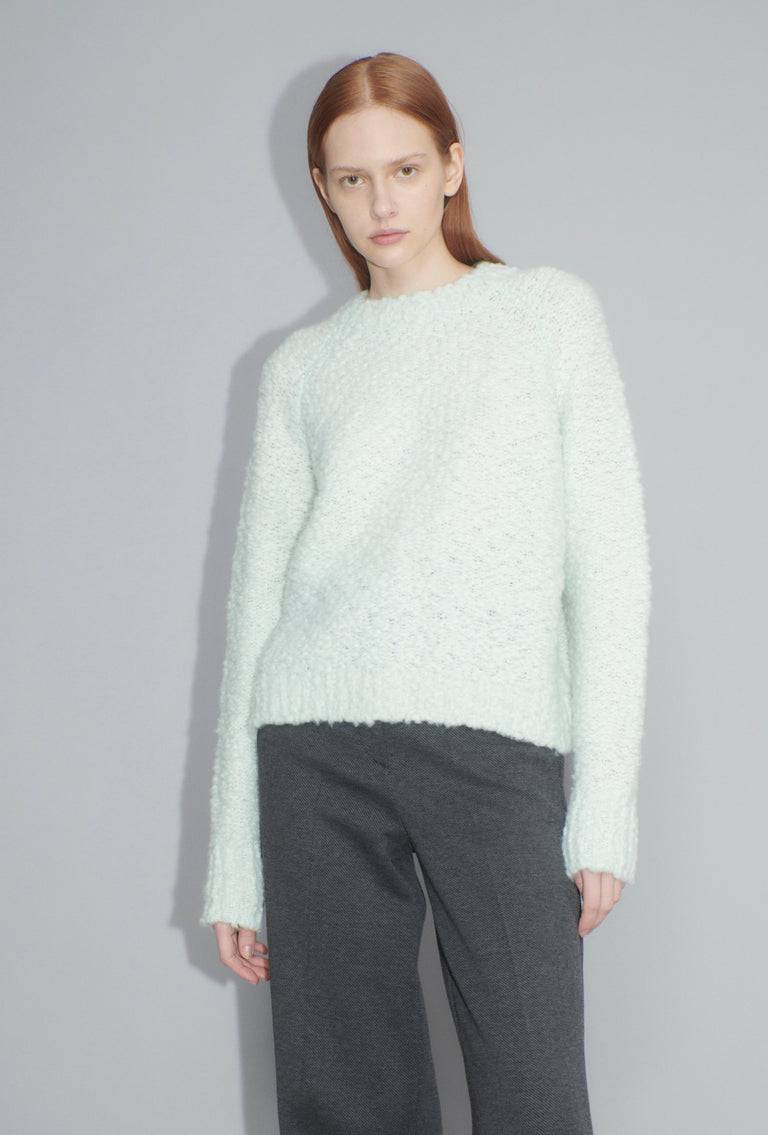 Odeeh Fluffy Wick-Yarn Pullover, Ice Green