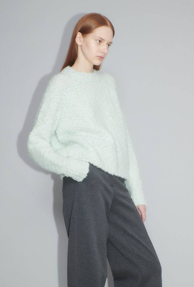 Odeeh Fluffy Wick-Yarn Pullover, Ice Green