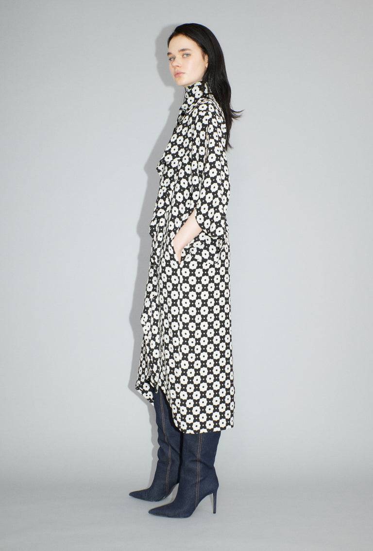 Odeeh Geometric Flowers Kleid, Black White