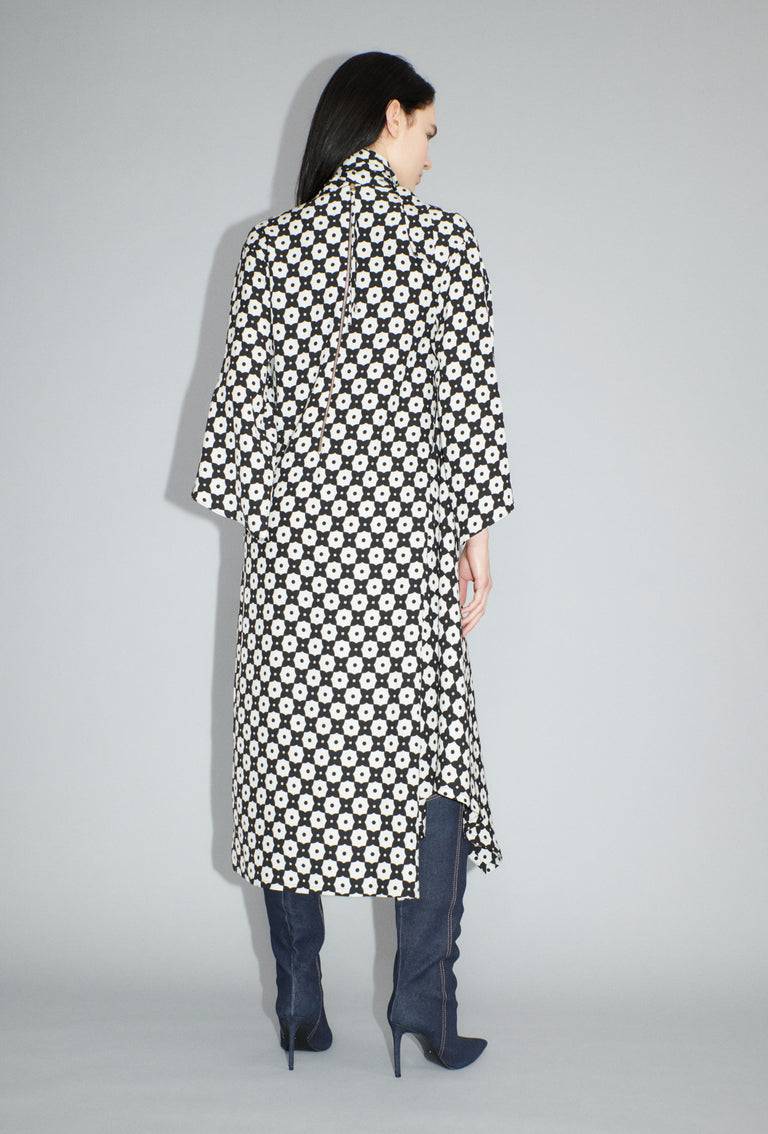 Odeeh Geometric Flowers Kleid, Black White