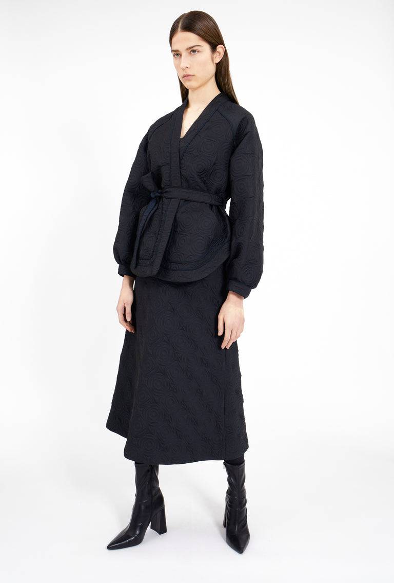 Odeeh Geometric Matelassé Padded Jacke, Midnight
