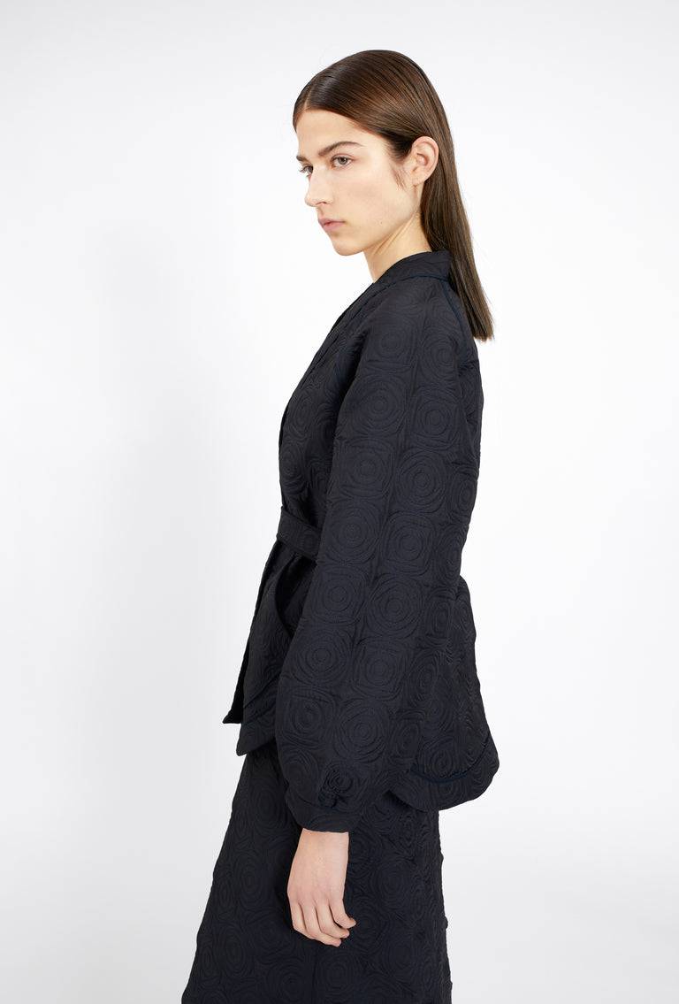 Odeeh Geometric Matelassé Padded Jacke, Midnight