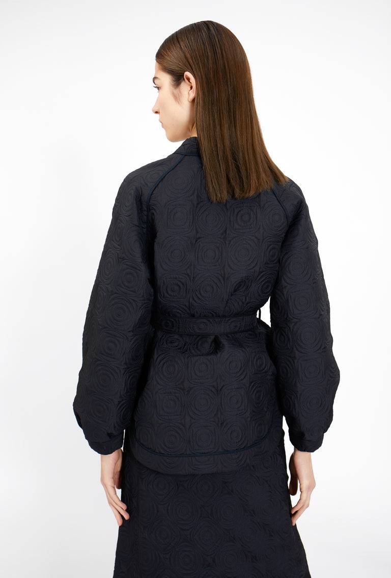 Odeeh Geometric Matelassé Padded Jacke, Midnight