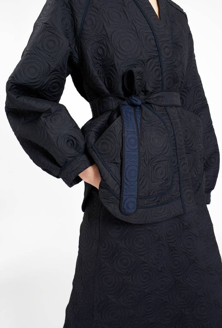 Odeeh Geometric Matelassé Padded Jacke, Midnight