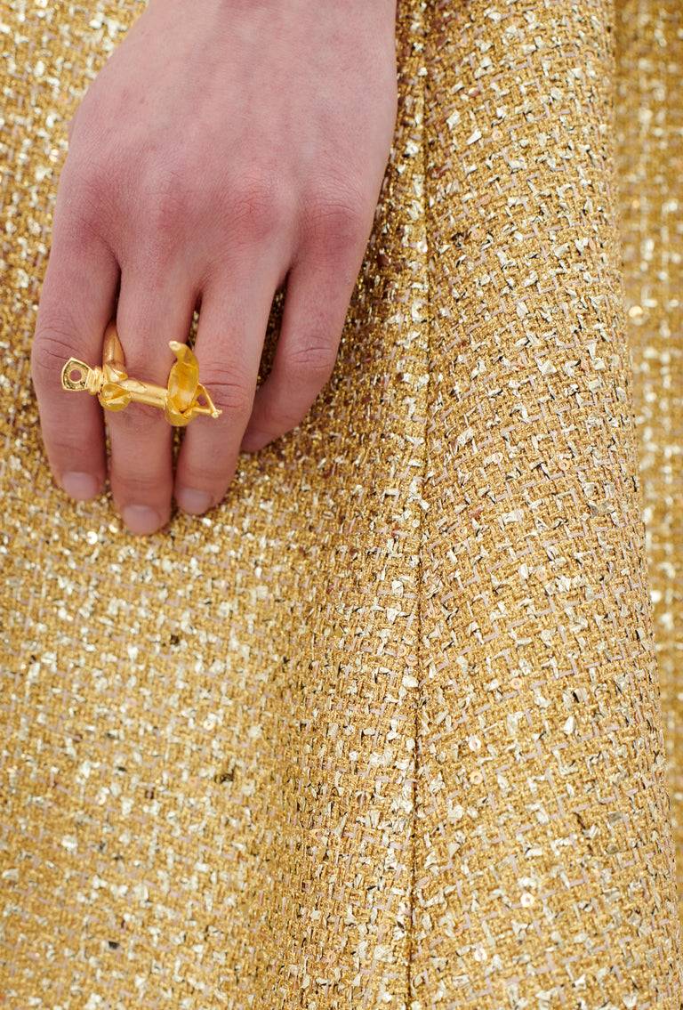 Odeeh Gold Brocade Kleid, Gold