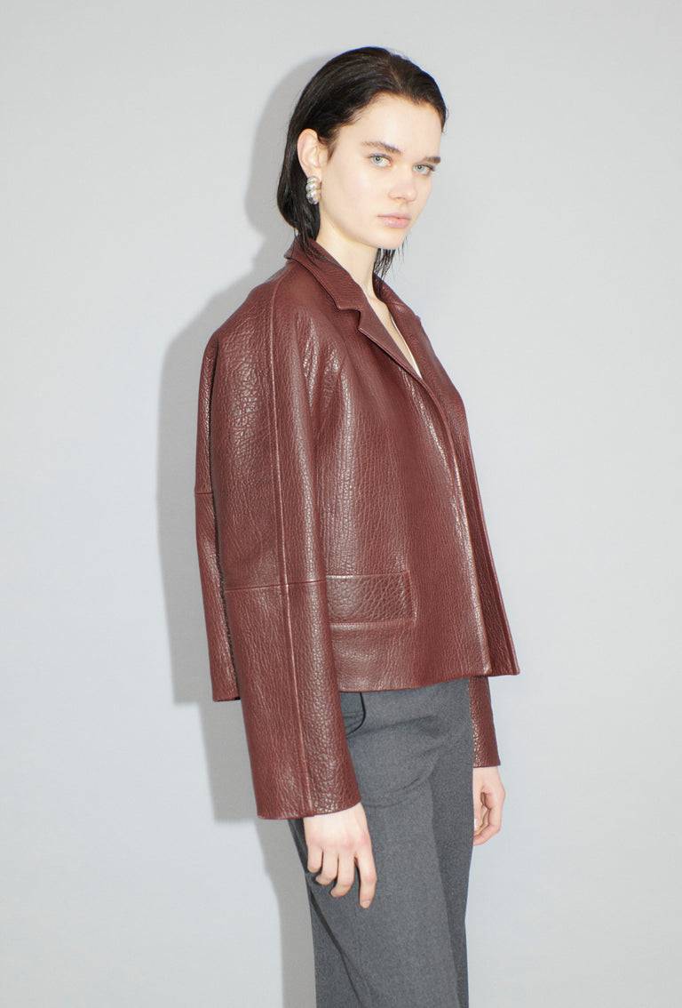 Odeeh Grainy Lamb Nappa Jacke, Chestnut Red