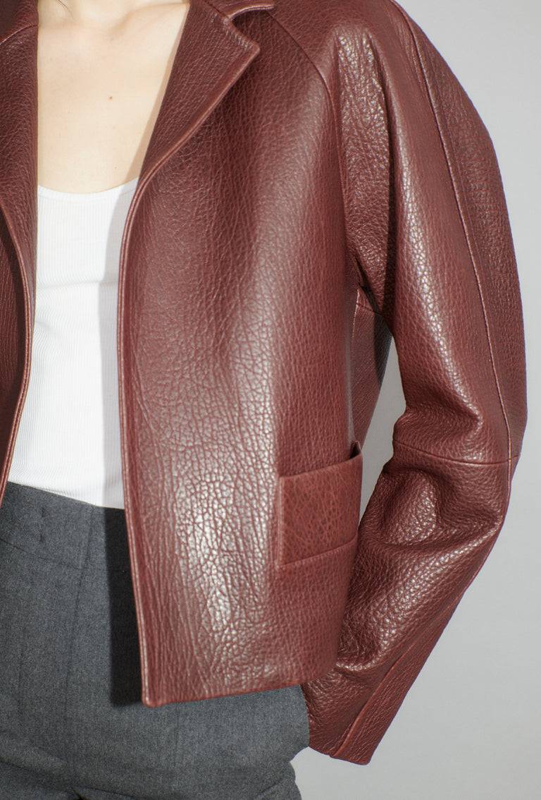 Odeeh Grainy Lamb Nappa Jacke, Chestnut Red