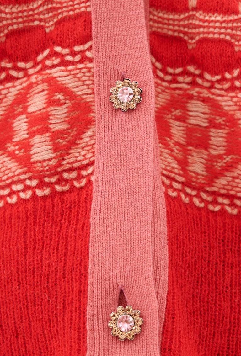 Odeeh Graphic Norwegian Cardigan, Geranium