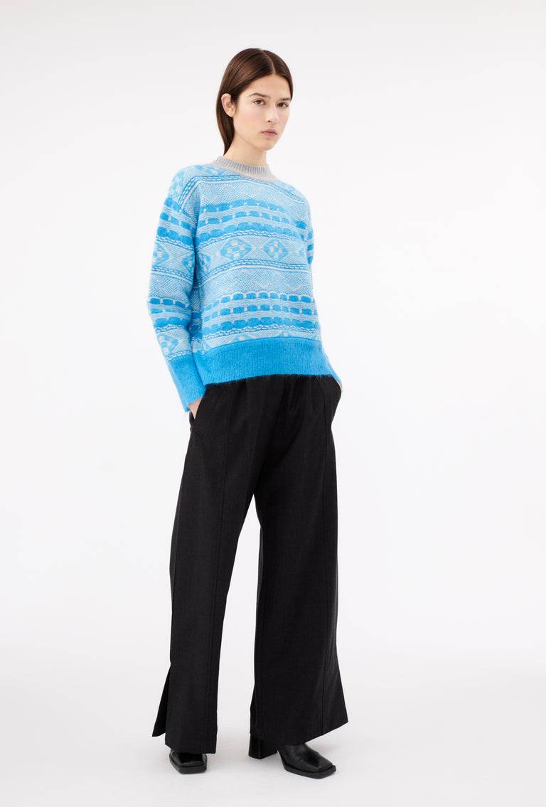 Odeeh Graphic Norwegian Pullover, Himmelblau