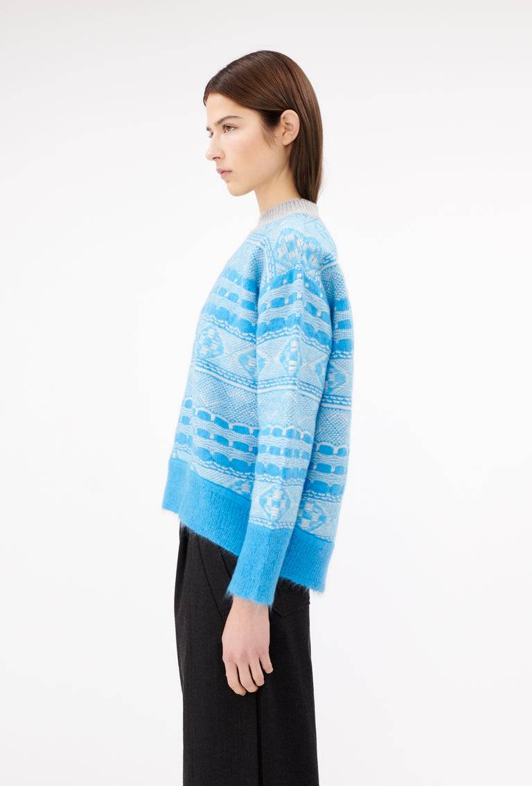 Odeeh Graphic Norwegian Pullover, Himmelblau