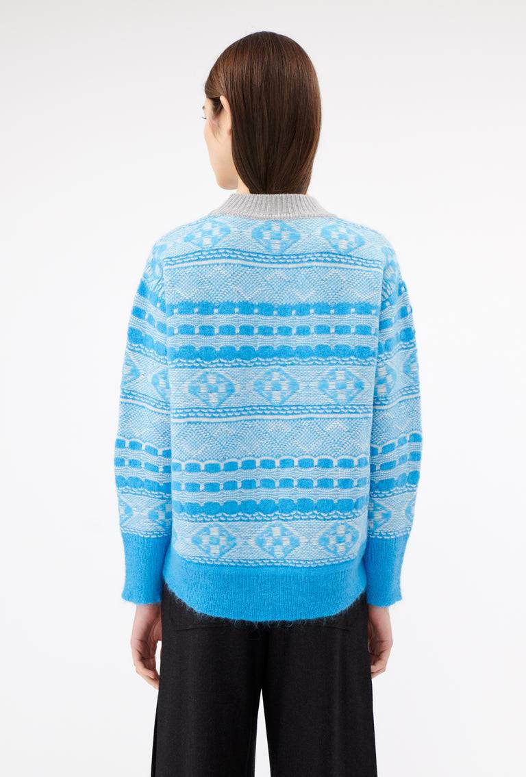Odeeh Graphic Norwegian Pullover, Himmelblau