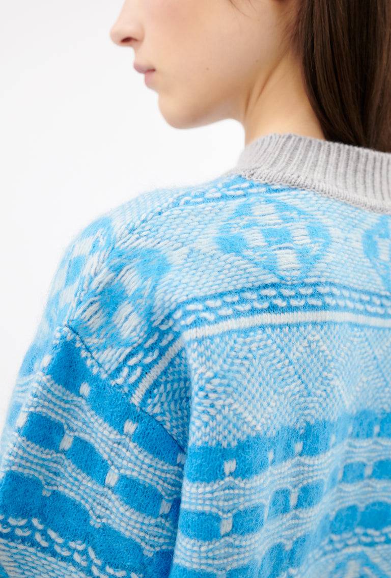 Odeeh Graphic Norwegian Pullover, Himmelblau