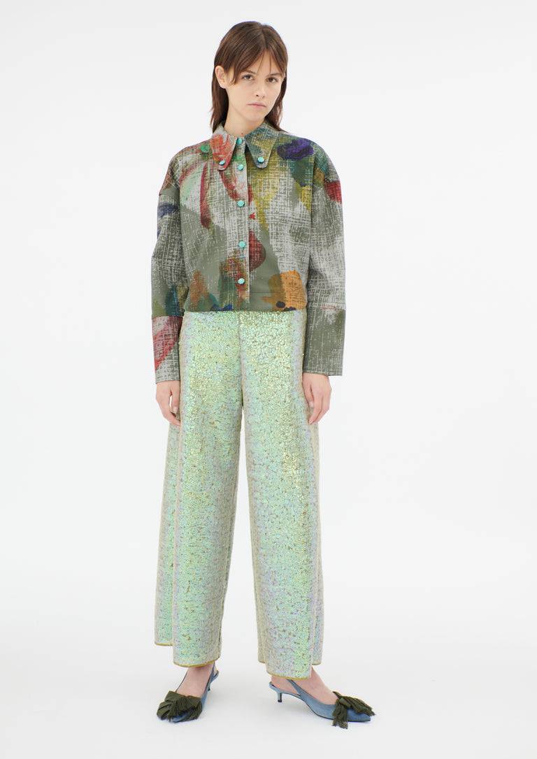 Odeeh Hazy Sequins Hose, Mermaid Green