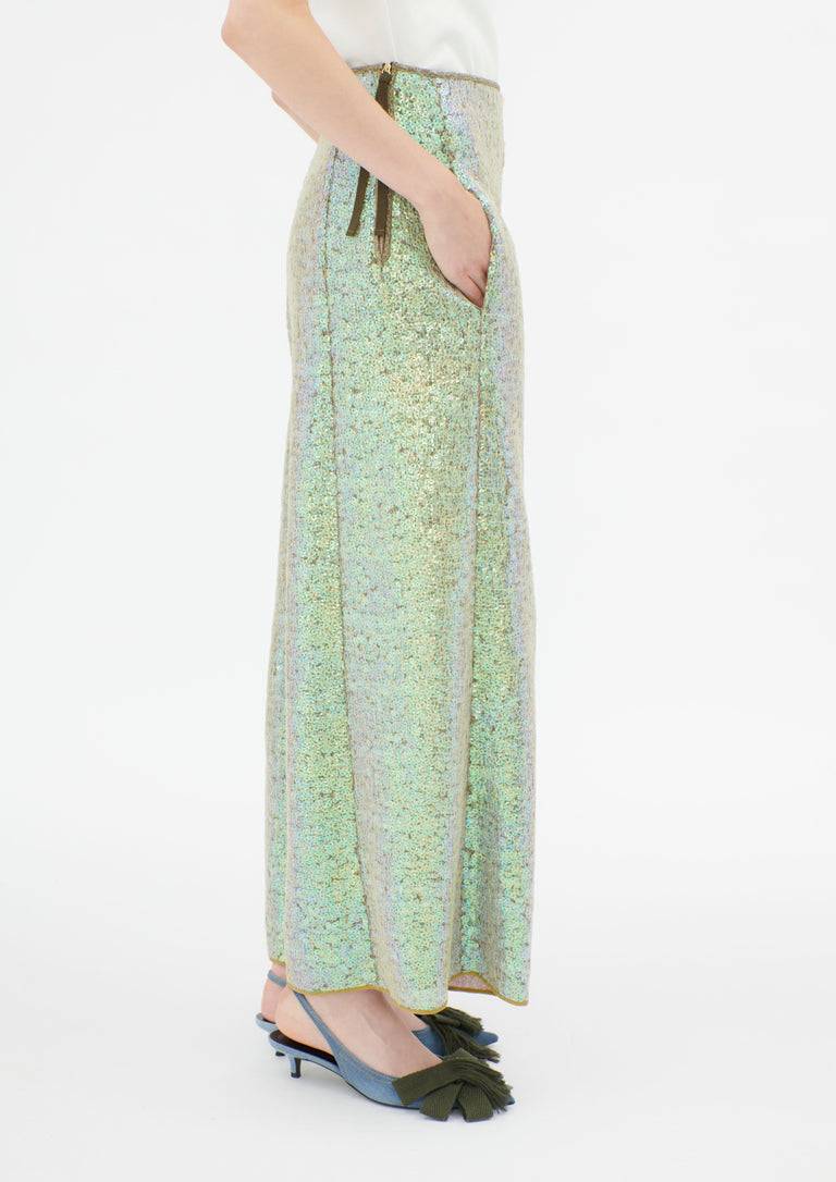 Odeeh Hazy Sequins Hose, Mermaid Green