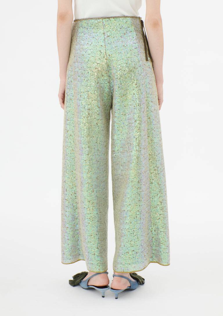 Odeeh Hazy Sequins Hose, Mermaid Green