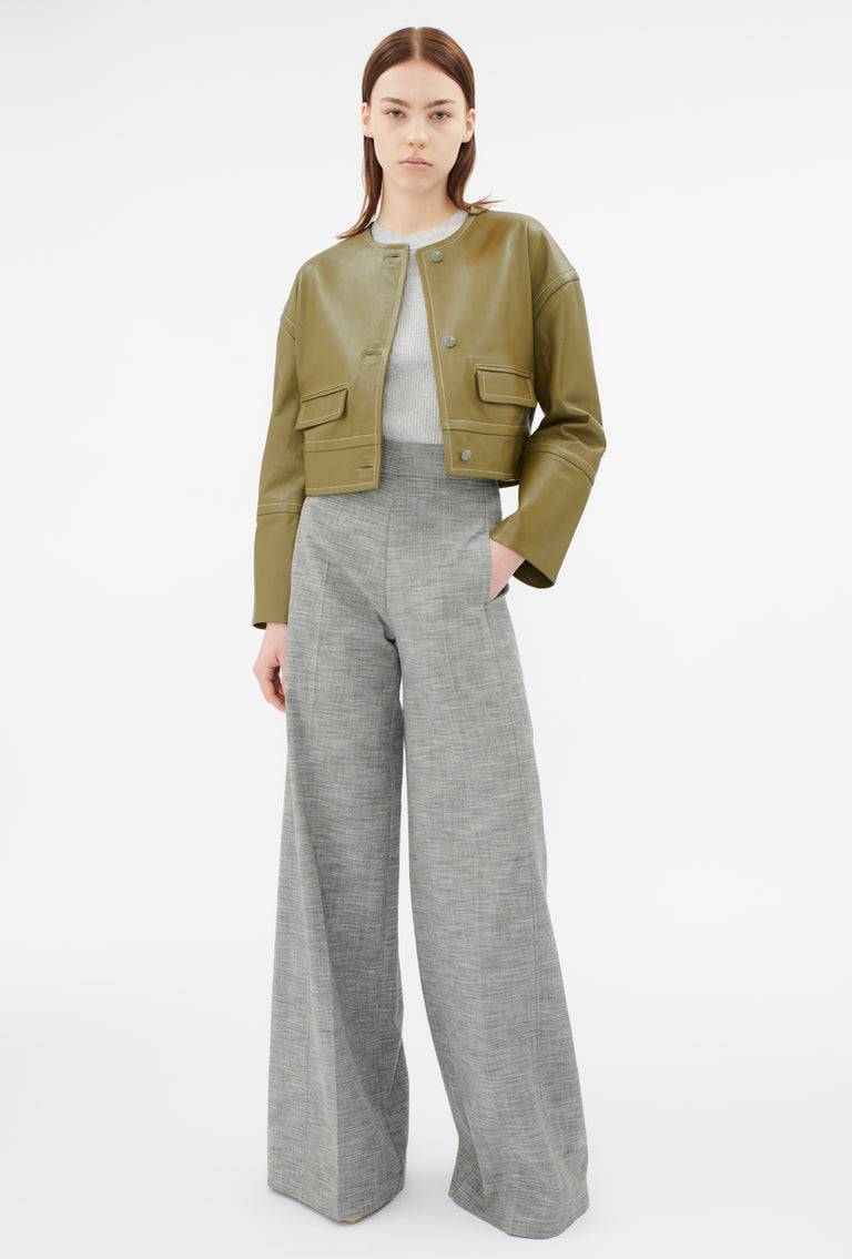 Odeeh Lamb Nappa Wet Look Jacke, Goldolive