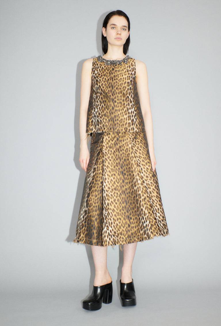 Odeeh Leopard Jaquard Top, Hazelnut
