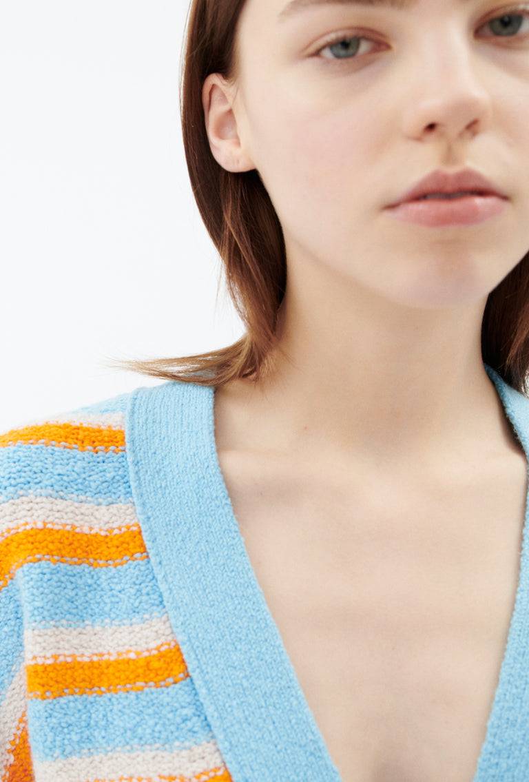 Odeeh Lido Stripe Cardigan, Himmelblau