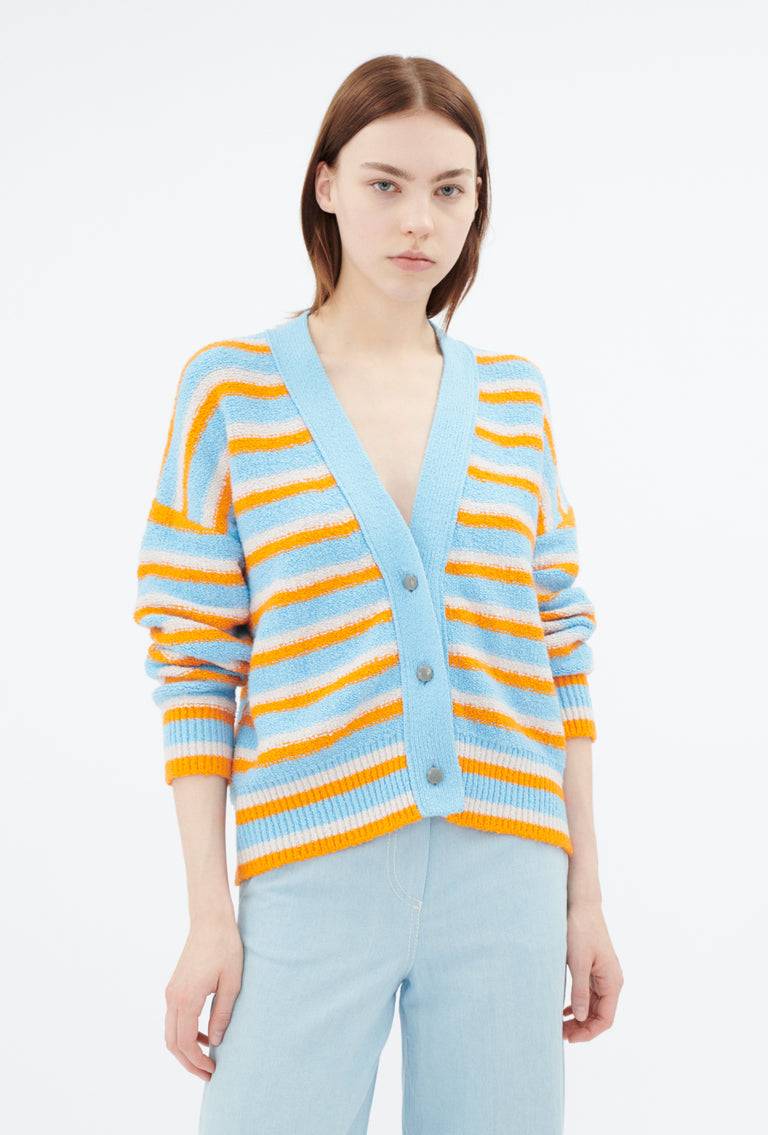 Odeeh Lido Stripe Cardigan, Himmelblau