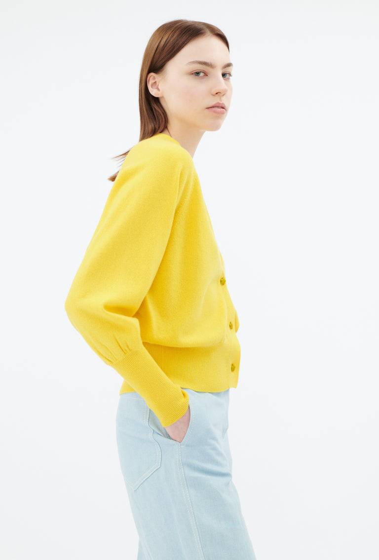 Odeeh Light Cashmere Cardigan, Canary Yellow