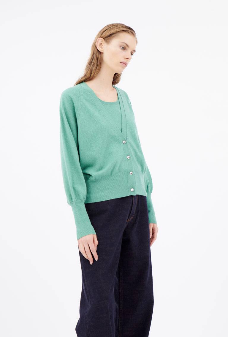 Odeeh Light Cashmere Cardigan, Mermaid Green