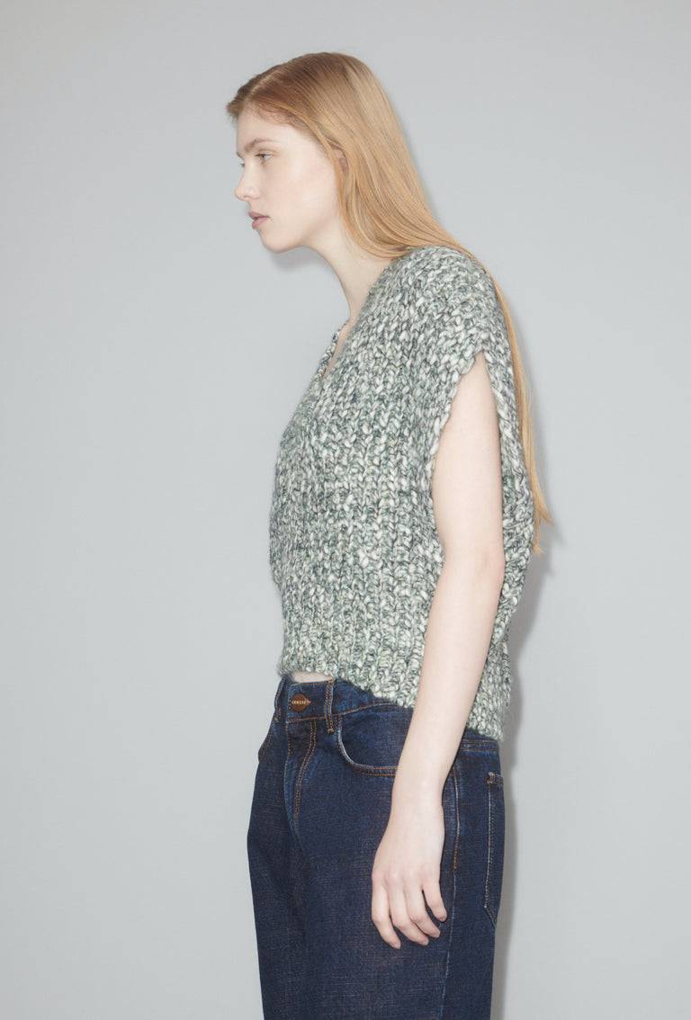 Odeeh Marbled Alpaca Wool Pullunder, Verdigris