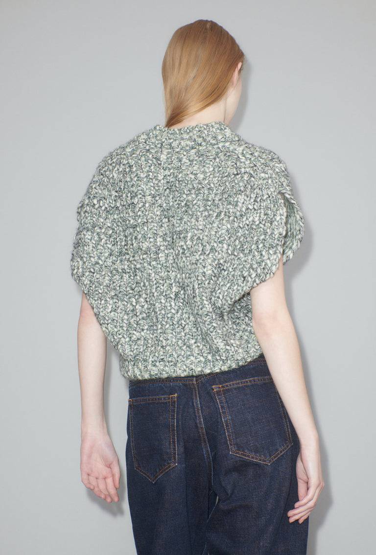 Odeeh Marbled Alpaca Wool Pullunder, Verdigris