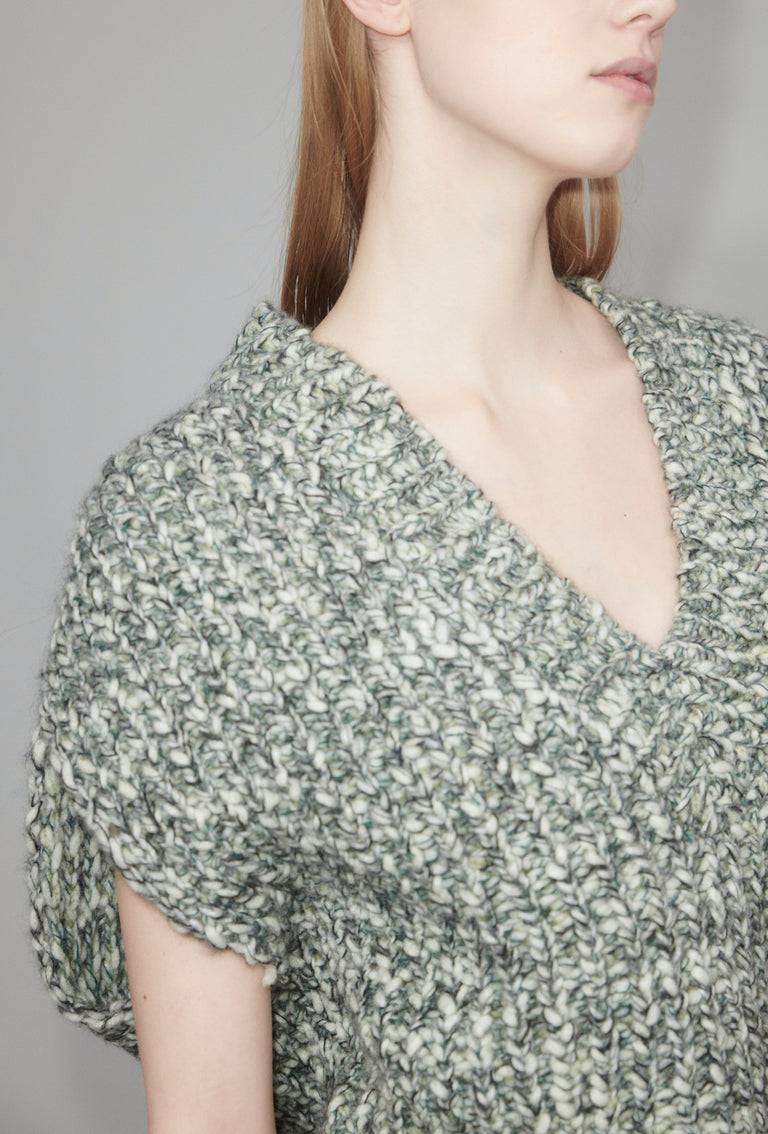 Odeeh Marbled Alpaca Wool Pullunder, Verdigris