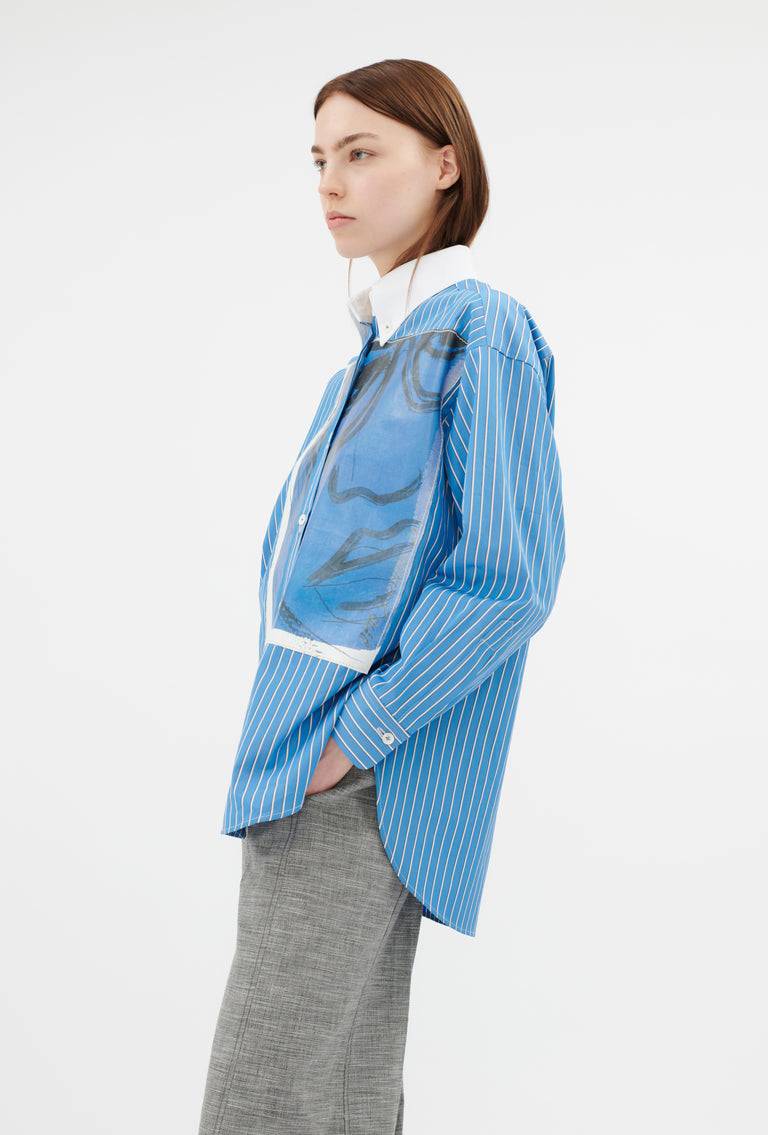 Odeeh Men's Stripe Bluse, Capri Blue