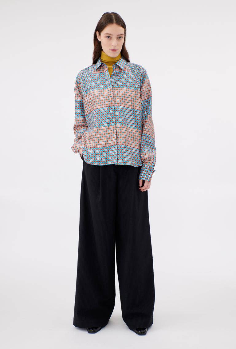 Odeeh Mini Tiles Bluse, Cerulean