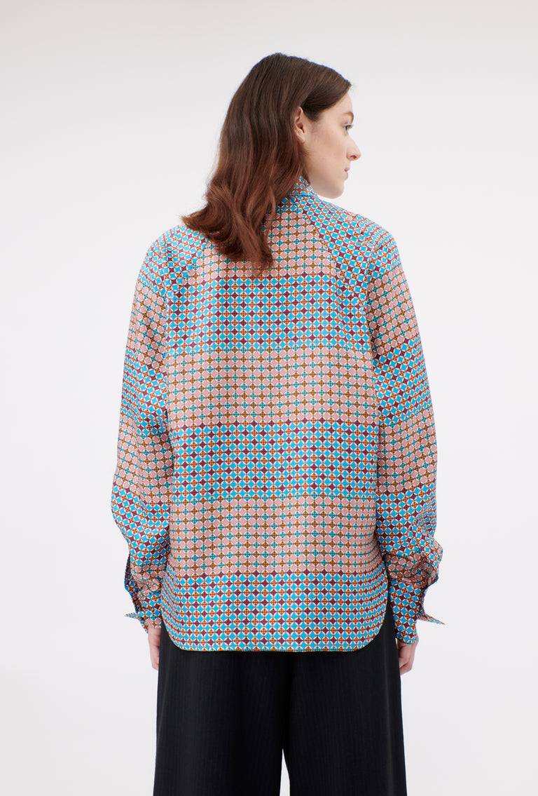 Odeeh Mini Tiles Bluse, Cerulean