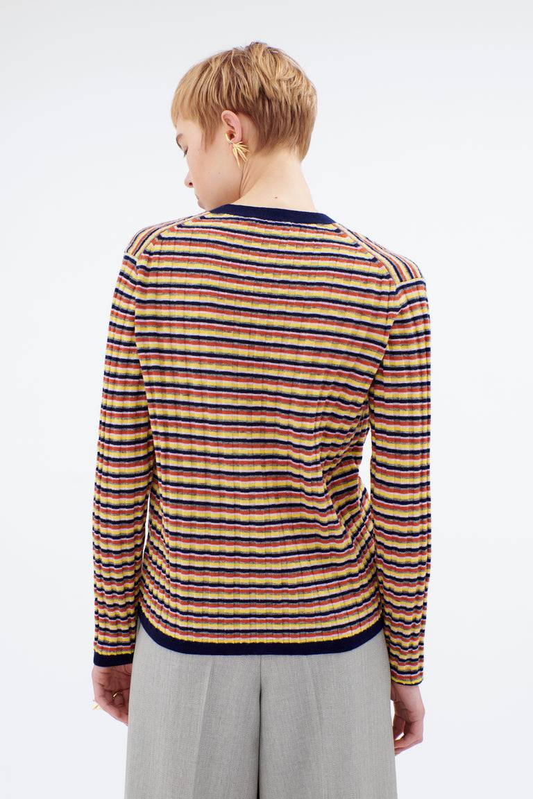 Odeeh Multicolor Stripe Cardigan, Ink