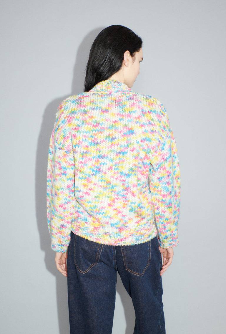 Odeeh Multicolour Printed Wool Cardigan, Candy
