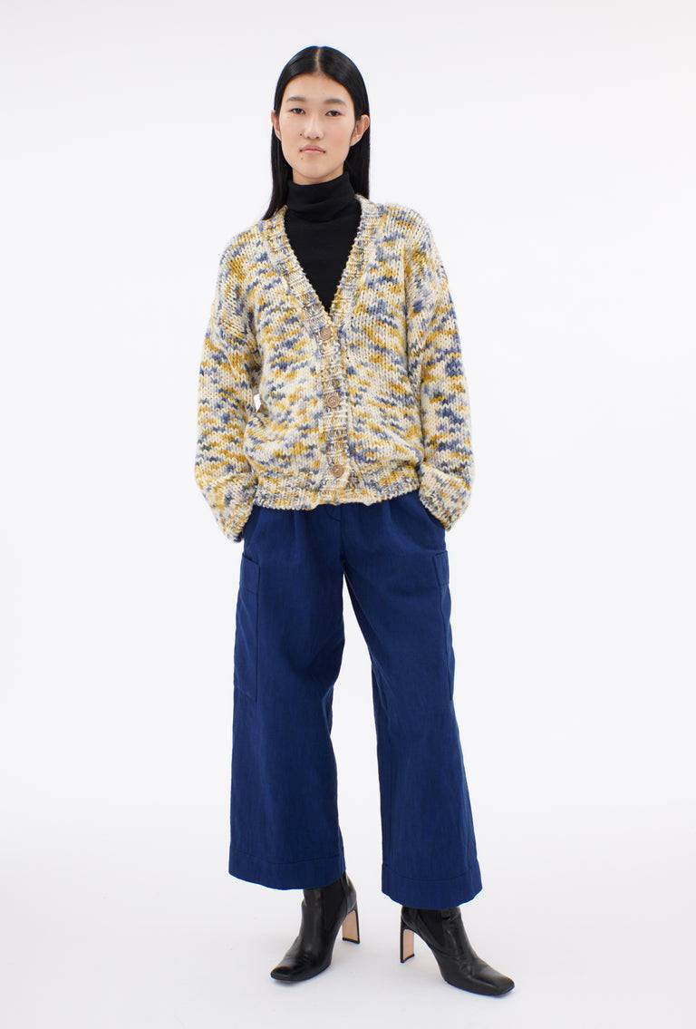 Odeeh Multicolour Printed Wool Cardigan, Honey