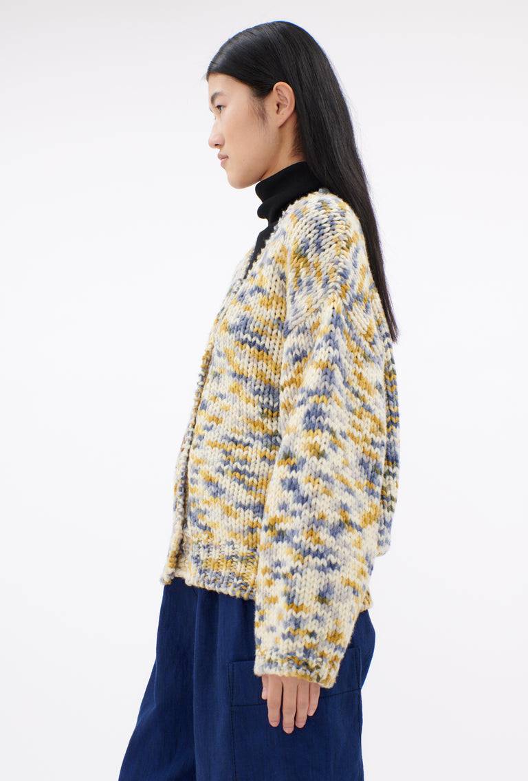 Odeeh Multicolour Printed Wool Cardigan, Honey