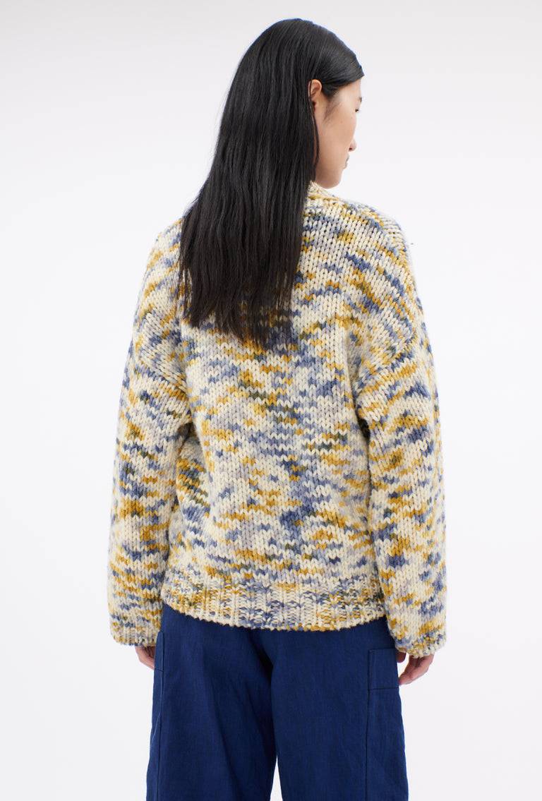 Odeeh Multicolour Printed Wool Cardigan, Honey