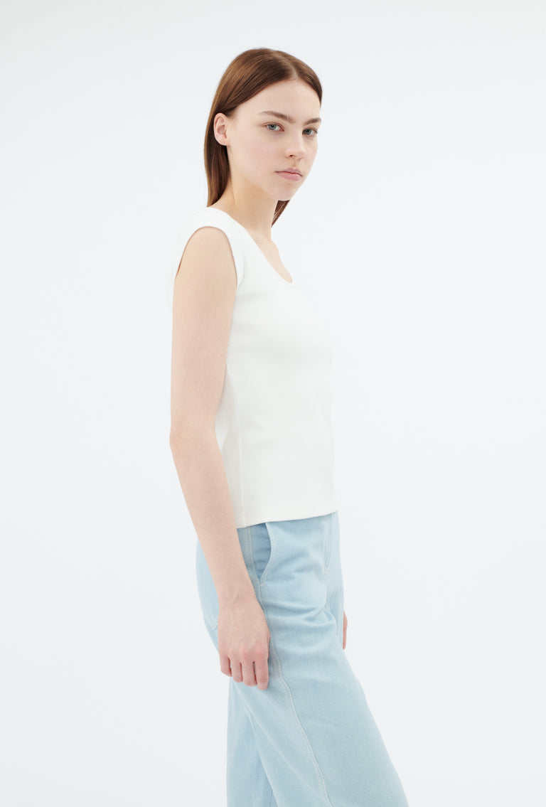 Odeeh Organic Cotton Rib T-Shirt, Milk