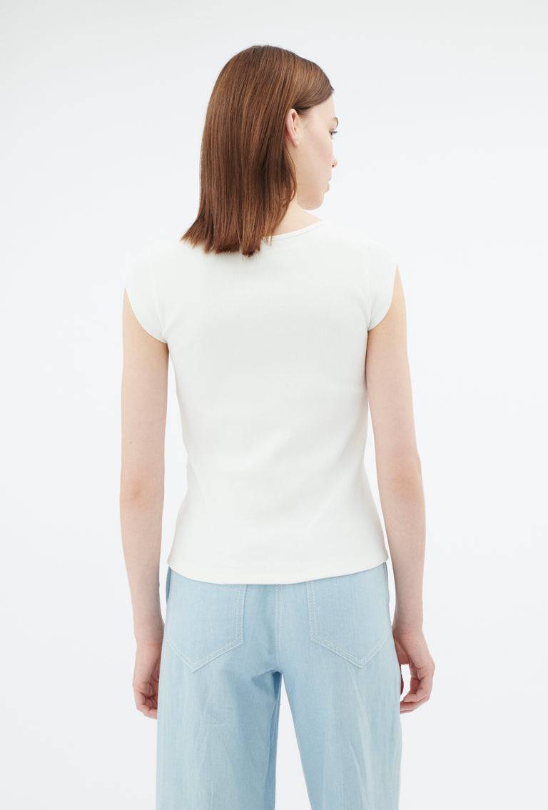 Odeeh Organic Cotton Rib T-Shirt, Milk