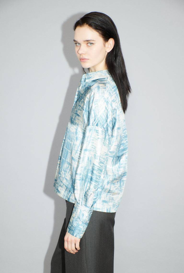 Odeeh Paintbrush Texture Bluse, Nordic Blue