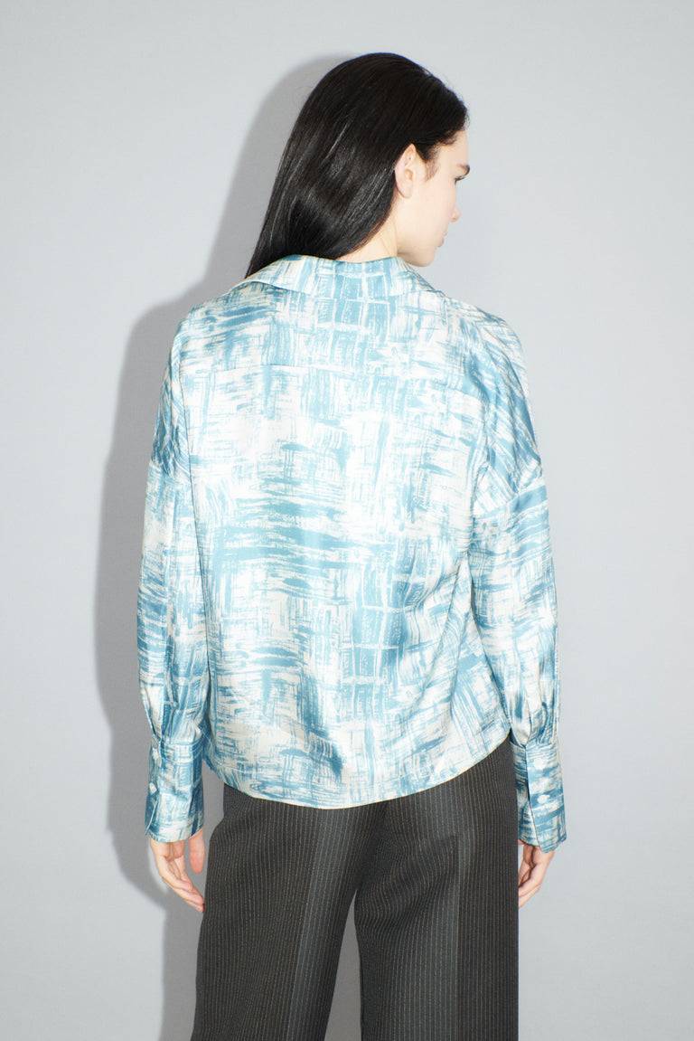 Odeeh Paintbrush Texture Bluse, Nordic Blue