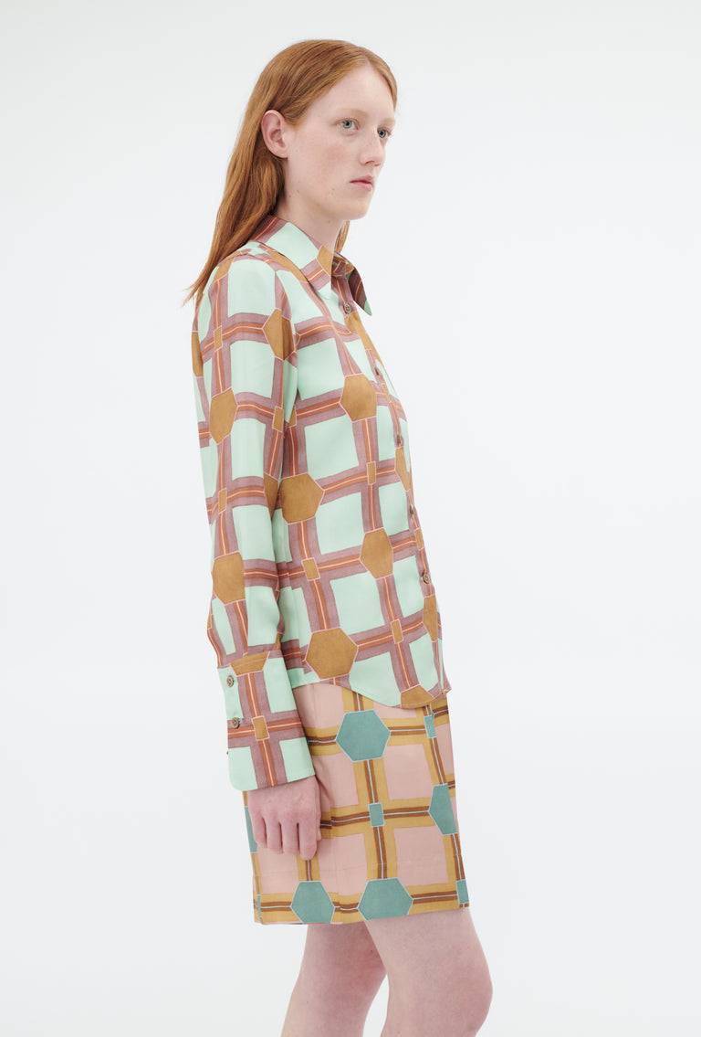 Odeeh Painted Tiles Bluse, Mint