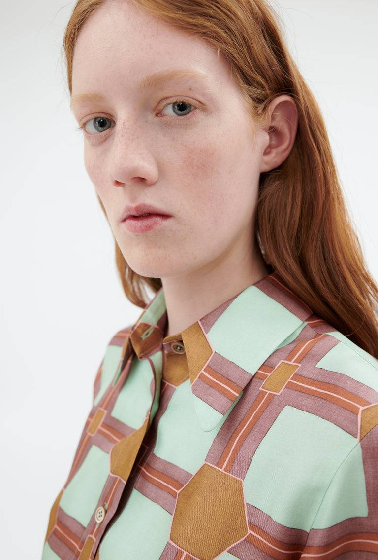 Odeeh Painted Tiles Bluse, Mint