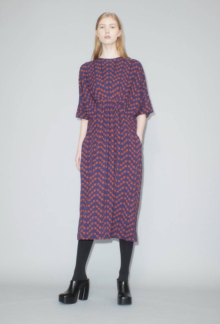Odeeh Painted Zig Zag Kleid, Lava