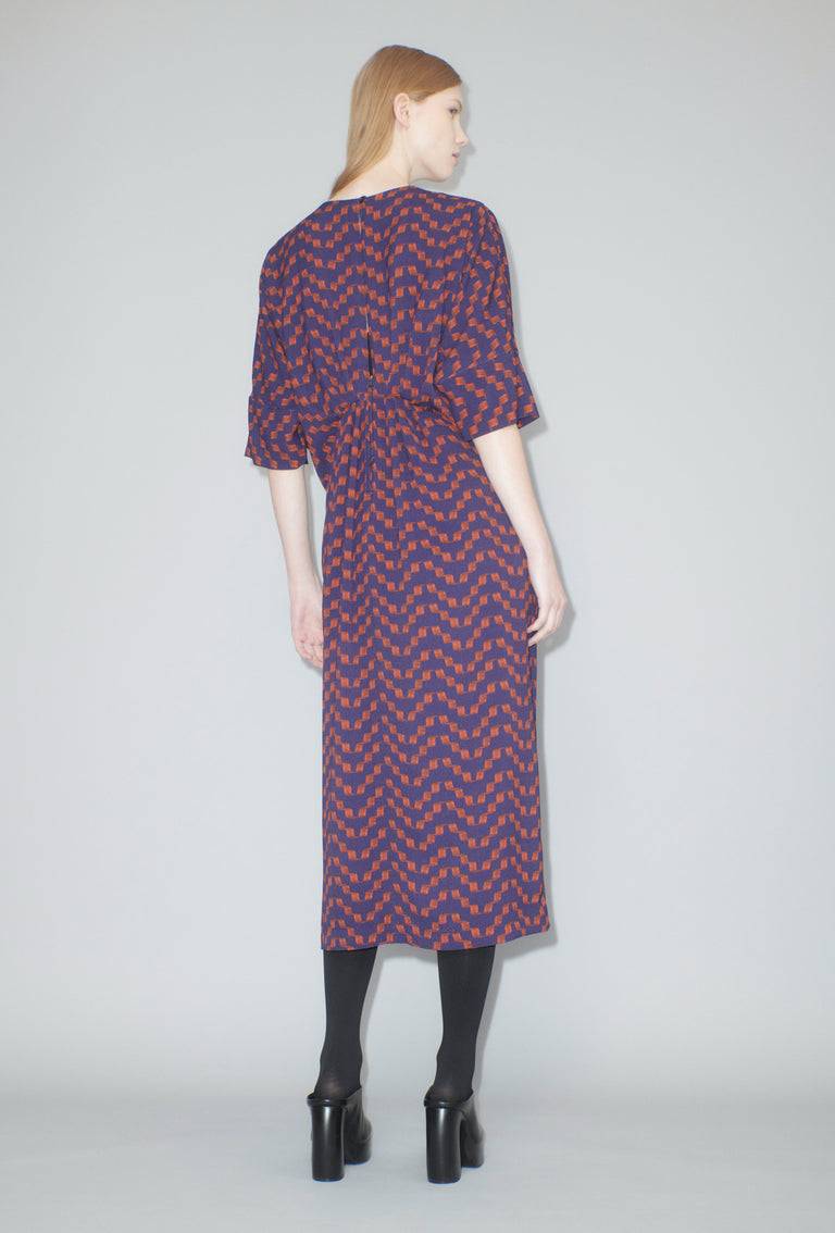 Odeeh Painted Zig Zag Kleid, Lava