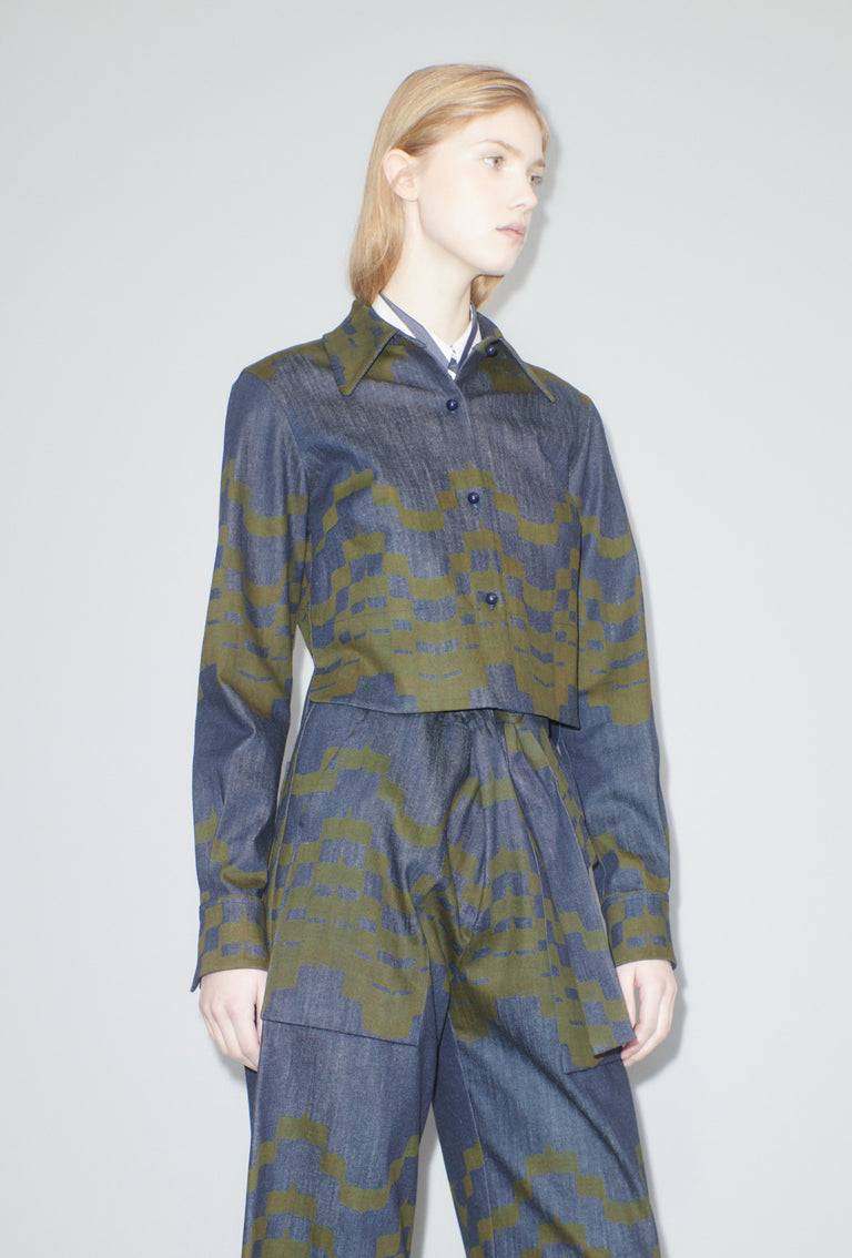 Odeeh Pigment Print Bluse, Dark Moss